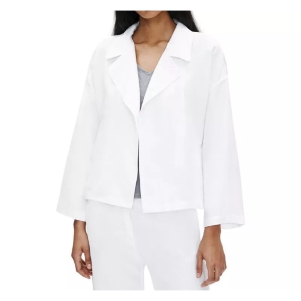 NEW EILEEN FISHER White Open Front Organic Linen Jacket